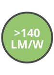LED strips with luminous efficiency higher than 140 lm/W