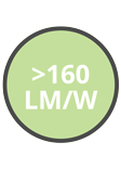 LED strips with luminous efficiency higher than 160 lm/W
