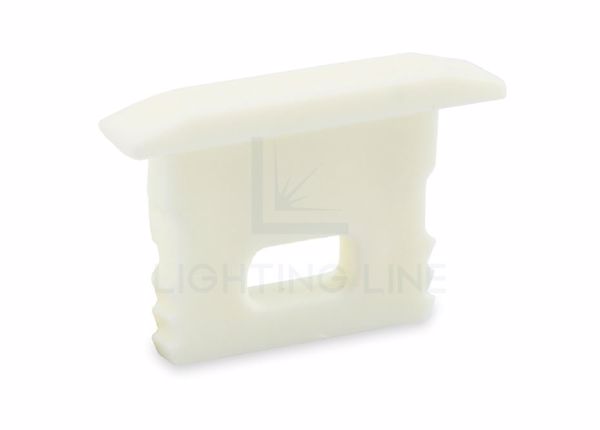 Picture of White cap with hole for power cable for 15mm high recessed aluminium profile