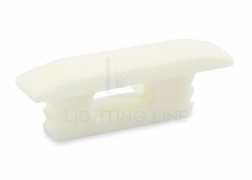 Picture of White cap with hole for power cable for 8mm recessed aluminium profile
