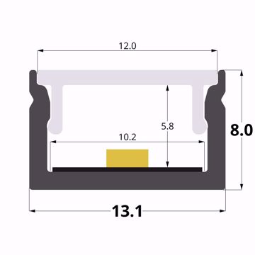 Picture of 13x8mm surface aluminium profile, 2 meters