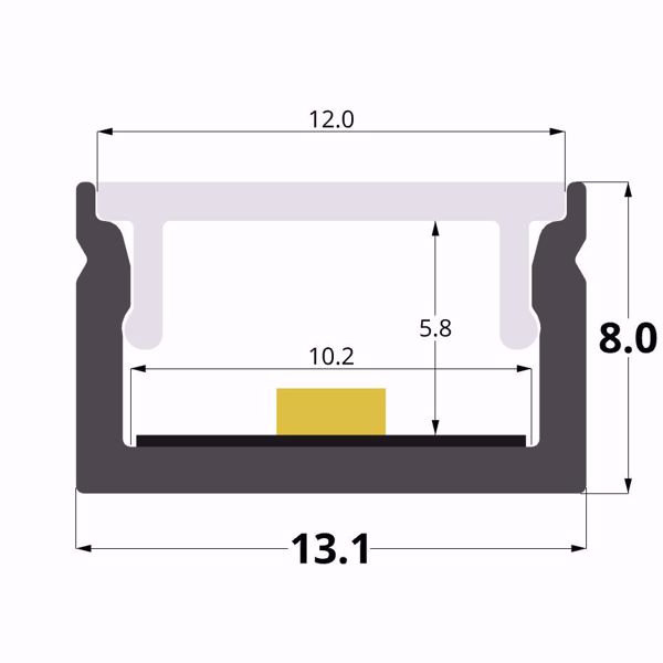 Picture of 13x8mm surface aluminium profile, 2 meters