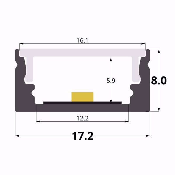 Picture of 17x8mm black oxidized aluminium profile, 3 meters