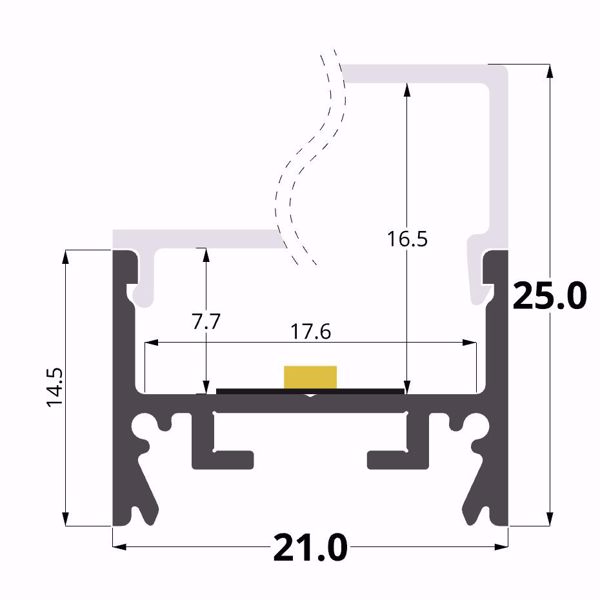 Picture of 21x25 surface aluminium profile, 2 meters