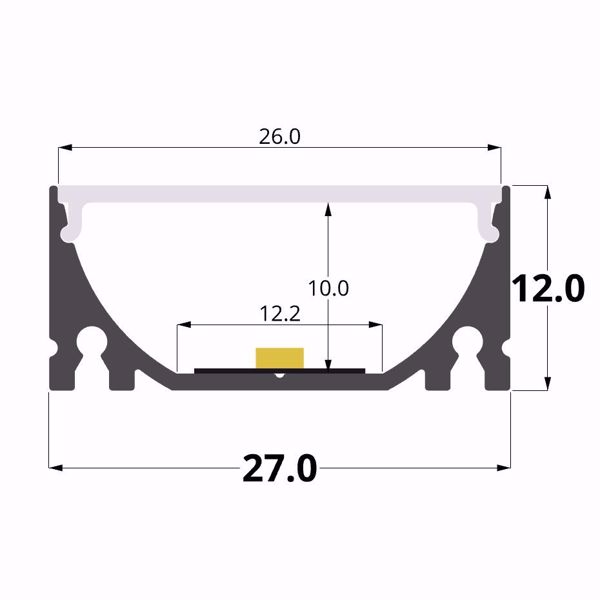 Picture of 27x12 surface aluminium profile, 2 meters