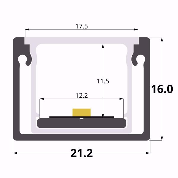 Picture of 21x16mm waterproof surface aluminium profile, 3 meters