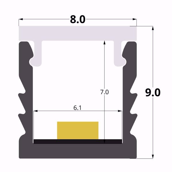 Picture of 8x9mm aluminium profile, 3 meters