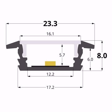 Picture of Recessed 23x8mm aluminium profile, 3 meters