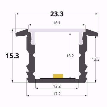Picture of Recessed 23x15mm aluminium profile, 3 meters