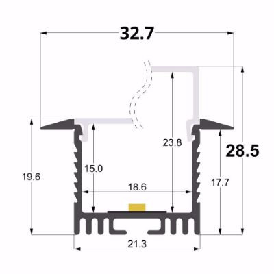 Picture of Recessed 32x25mm alluminium profile, 2 meters