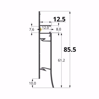 Picture of Aluminium profile for baseboard 75x13mm, 2 meters