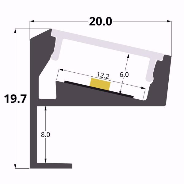 Picture of White shelf aluminium profile, 2 meters