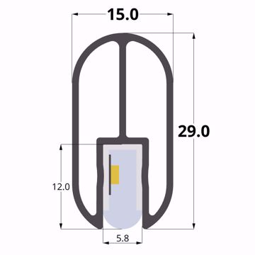 Picture of 15x29mm wardrobe aluminium profile, 2 meters