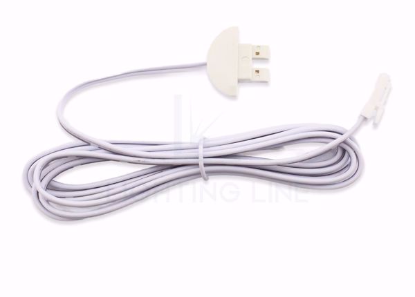 Picture of White rounded end cap with cable and connector for recessed aluminum profile LLP-RE01-03