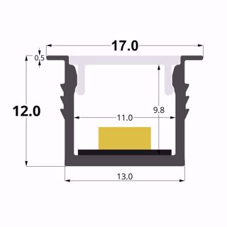 Picture of Recessed 17x12mm aluminium profile, 2,5 meters