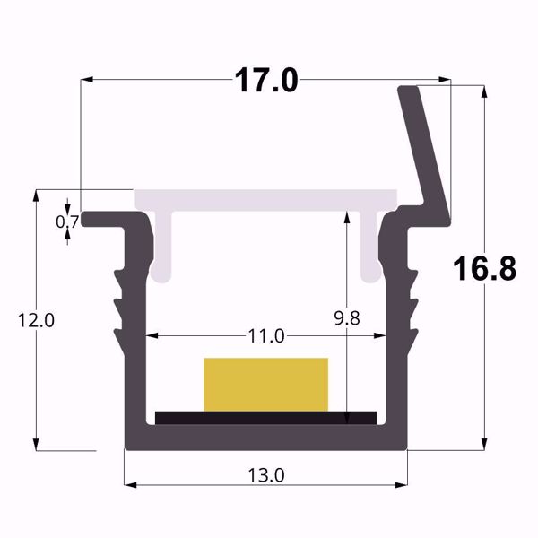 Picture of Recessed 17x18mm black oxidized aluminium profile, 2,5 meters