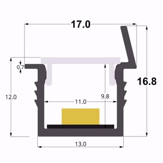 Picture of Recessed 17x18mm aluminium profile, 2,5 meters