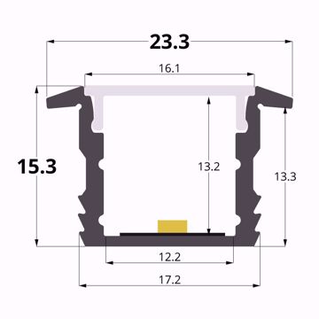 Picture of Recessed 23x15mm aluminium profile