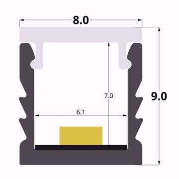 Picture of 8x9mm recessed aluminium profile