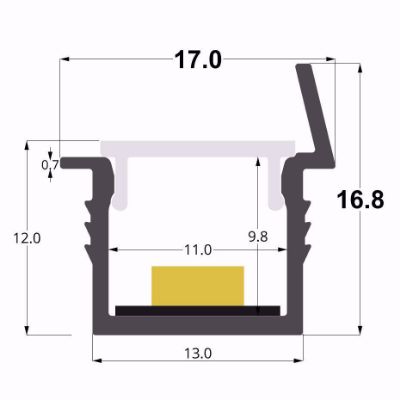 Picture of Recessed 17x17mm aluminium profile