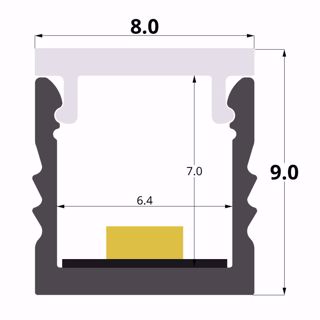 Picture of 8x9mm aluminium profile, 3 meters