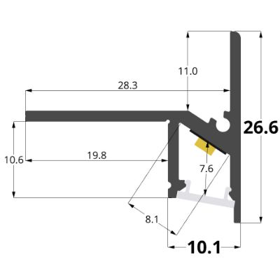 Imagen de Perfil en aluminio para peldaños 30x27mm, 2 metros