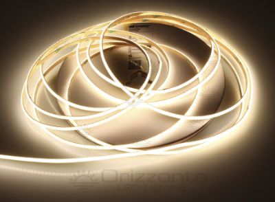 Immagine di Striscia led COB 5m bianco caldo 3000K CRI Ra>93 384led/m 24V 8W/m PCB 3mm