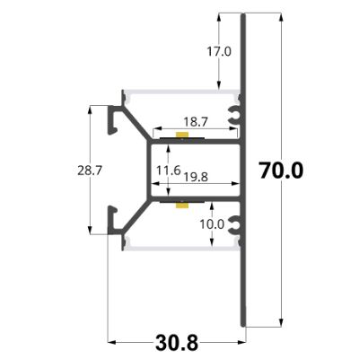 Immagine di Profilo in alluminio biemissione da parete 70x31mm