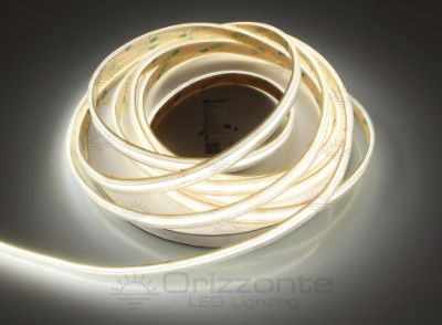 Picture of COB LED 5m strip white 4000K CRI Ra>90 320led/m 24V 9W/m, IP65 extruded silicone tube with full edges (empty inside)