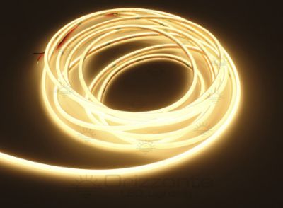 Picture of 5m warm white 2700K COB LED strip 480led/m 24V 6W/m 3mm PCB IP67 with spherical extruded silicone tube