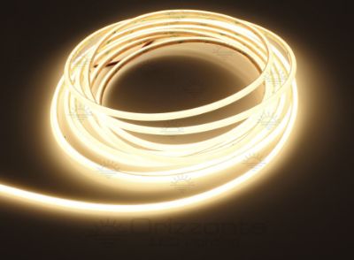 Picture of 5m warm white 3000K COB LED strip 480led/m 24V 6W/m 3mm PCB IP67 with spherical extruded silicone tube