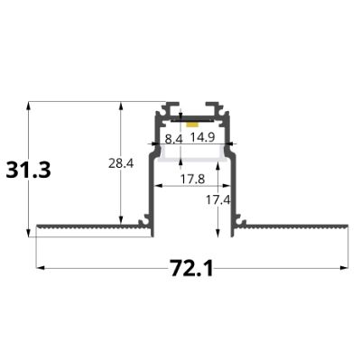 Picture of 72x31mm white painted aluminium profiles for plasterboard