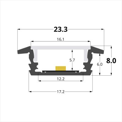 Immagine di Profilo in alluminio da incasso 23x8mm