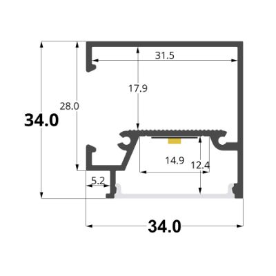 Picture of 34x34mm aluminium profile for wall installation