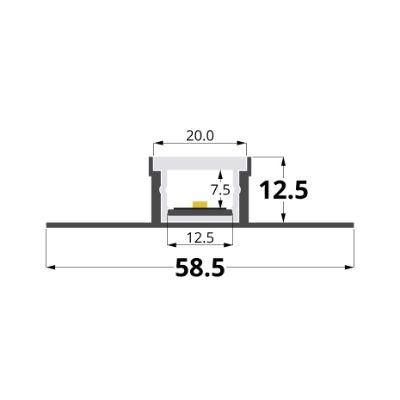 Imagen de Perfil de aluminio para cerámica 12mm impermeable para pisar, 3 metros
