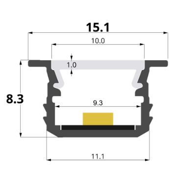 Immagine di Profilo in alluminio da incasso 15x8mm