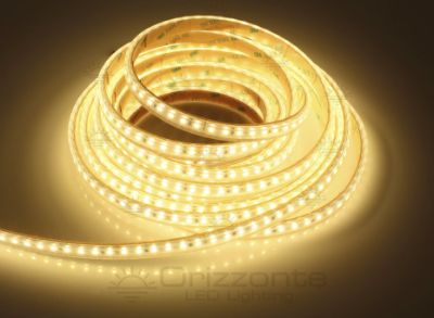 Immagine di Striscia led 5m bianco caldo 2700K 3step 2835 120led/m 24V 9,6W/m, IP65 tubo di silicone estruso bordi pieni interno vuoto