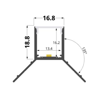 Immagine di Profilo in alluminio angolare per cartongesso verniciato bianco 42x32mm, 3 metri