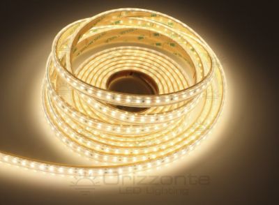 Immagine di Striscia led 5m bianco caldo 3000K 3step 2835 120led/m 12V 9,6W/m, IP65 tubo di silicone estruso bordi pieni interno vuoto